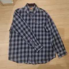 メンズ長袖チェック柄シャツ ネイビー系のサムネイル