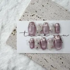 ネイルチップ ジェルネイル ニュアンス 春 マグネット バラ ピンク ミラー