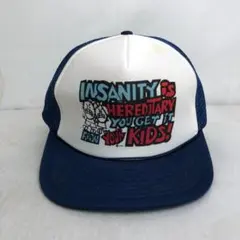 【US古着】キャップ　メッシュキャップ　トラッカーキャップ　INSANITY　紺