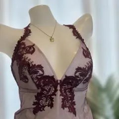 MC@4 ワコール　3D綺麗な花柄レース　素敵デザインキャミソール　85 エンジ