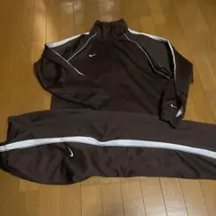 【セットアップ】00s良好NIKEナイキロゴ刺繍ジャージ上下　茶ブラウン　 L