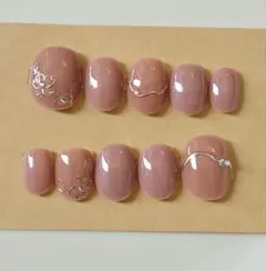 桜ネイル 春ネイル ピンクベージュ ちゅるん 大人かわいい ネイルチップ