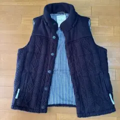 ikka ダークブラウン ケーブルニット ベスト L