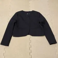 【美品】UNIQLOユニクロ　キッズ　ノーカラージャケット　120 紺/ネイビー