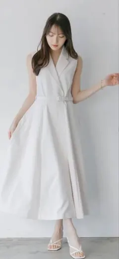 anuans ダブルブレストワンピース ワンピース 春 春服 白 レディース