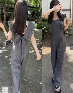 GRL グレイル バックリボンショルダーフリルオールインワンdk1188