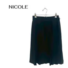 B0784NICOLE膝丈フレアスカート 裏地 オフィスカジュアルデート大きめLのサムネイル