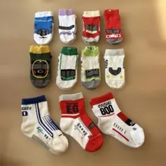 キッズ靴下 鉄道 新幹線 電車 柄 まとめ売り 11足セット（16〜18cm）