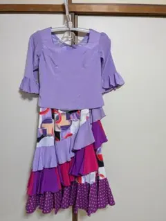 IBERIA フラメンコ上下 紫系 フリル付き 送料無料