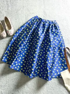 新品タグ付【OBLI】オブリ チューリップスカート フラワー刺繍 総柄 フレア