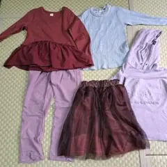 キッズ服セット ワインレッド・水色・薄紫