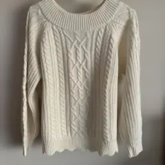 白ニット　ボートネック　美品