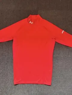[美品]アンダーアーマー 長袖　モックネック 赤　XL