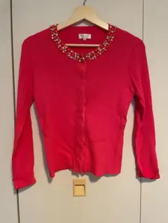 カーディガンニット　ビジュー　ピンク　美品