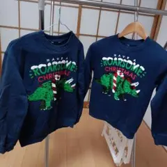 恐竜グラフィック長袖カットソー ネイビー