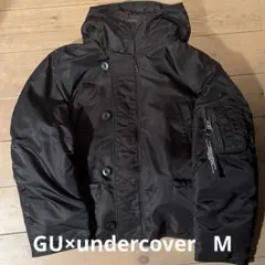 GU×undercover ヒートパデットコンバーチブルコートブラック 2way