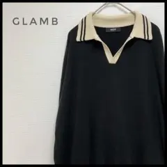 glamb ニットポロシャツ 襟ライン セパレートカラー 黒 スキッパー モードのサムネイル