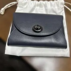 値下げ！新品未使用！COACH ネイビーカードケースコインケースターンロック