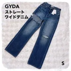未使用タグ付 GYDA SIDE RIPPEDストレートワイドデニムパンツ S
