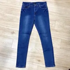【JEANASIS】ジーナシス 柔らか裏起毛 ストレッチスキニーブルーデニム L