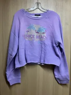 forever21 クロップドスウェット 紫色 裏起毛 Sサイズ