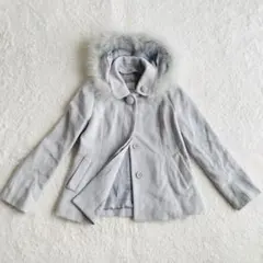 バーバラ様へ レストローズ ショートコート ビジュー釦 フォックスファーウールM