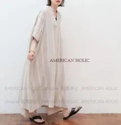 AMERICAN HOLIC　リネンブレンドスキッパーフレアワンピース