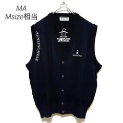 マンシングウェア ニットベスト デサント製 刺繍ロゴ ネイビー MA 90sのサムネイル