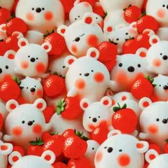 ❣️【限定】☆可愛い苺&熊柄立体感　綿100%シーチング生地 110x1M