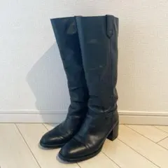 【本革】ZARA 26cm ロングブーツ 黒 ブラック