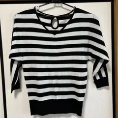 CECIL McBEE ストライプニットセーター ブラック・ホワイト