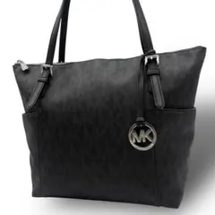 美品 マイケルコース トートバッグ シグネチャー 総柄　PVC ブラック　肩掛け