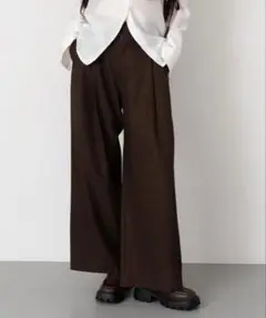 Formeque 2タックワイドスラックス ブラウン S/M