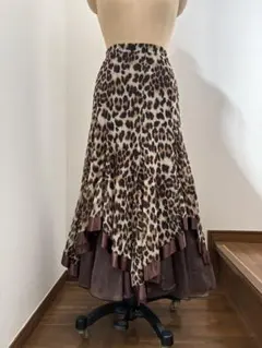 社交ダンス　ヒョウ柄フレアスカート