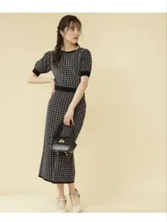 プロポーションボディドレッシング チェックジャガードニット セットアップ