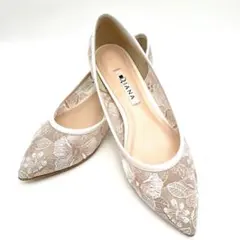未使用級✨DIANA ダイアナ 刺繍 花柄刺繍 レース フラットパンプス