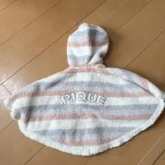 PIQUE ストライプ フード付きポンチョ 80-90