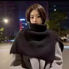 ネックウォーマー　ショルダー　マフラー　ショール　韓国　極暖　黒　ブラック