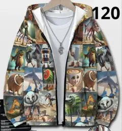 イタリアンブレインロット 長袖 パーカー 120cm 総柄 オシャレ 薄手