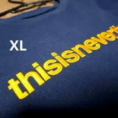 thisisneverthat スウェットXL ネイビー 刺繍ロゴ 裏起毛