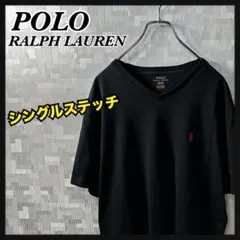 ポロラルフローレン Tシャツ Vネック USサイズ M 半袖 ブラック 黒 古着