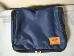 ネイビー トラベルポーチ フック付き