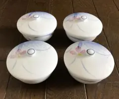 蓋付き 湯呑み茶碗 花柄 4客 昭和 レトロ