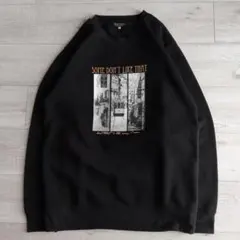 モード vintage スウェット トレーナー フォトプリント 黒 ストリート