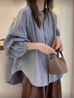 新品♡2XL ストライプふんわりシャツ 大きいサイズ