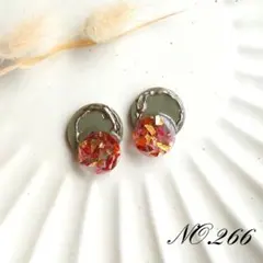 ピアス イヤリング ハンドメイド お花 レジン 大ぶり グリーン NO.266