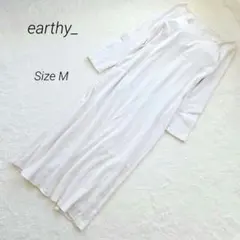 アーシー カップ付き ロングワンピース カットソー ホワイト M リブ編みのサムネイル