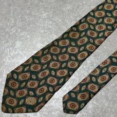 Italy dunhill ダンヒル ネクタイ 総柄 緑 グリーン シルク 細胞