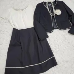 フォーマルセットアップ ノーカラーツイードジャケット ワンピース 大きいサイズ