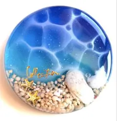 ハンドメイド レジン ヘアゴム 海 砂浜 イルカ シェル ブローチ